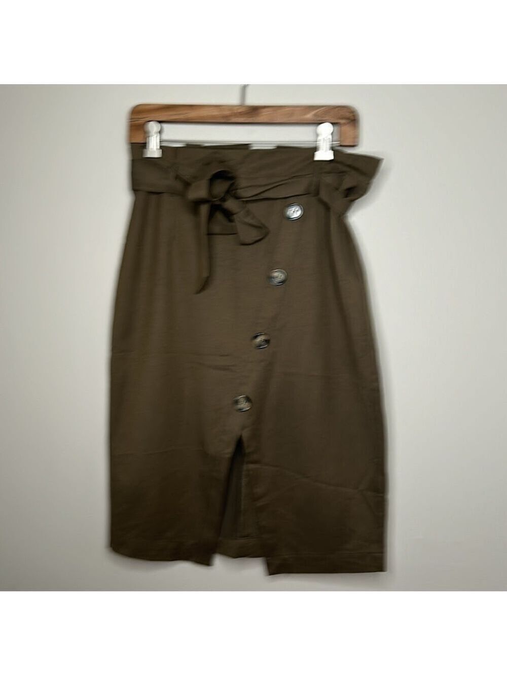Dynamite Olive Green Button Front Midi Skirt Medium - Picture 13 of 13